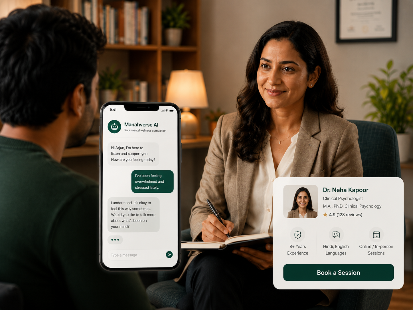 AI-assisted psychologist matching and therapy session
